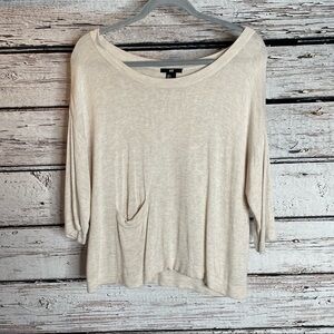 H&M Small Dolman Sleeve Lightweight Sweater Boat Neck Casual Beige‎ Cream